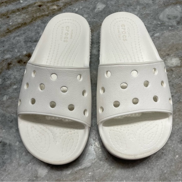 CROCS Classic Slides Sandals White Slip On Kids Shoes Toddler C 12 - Picture 2 of 8